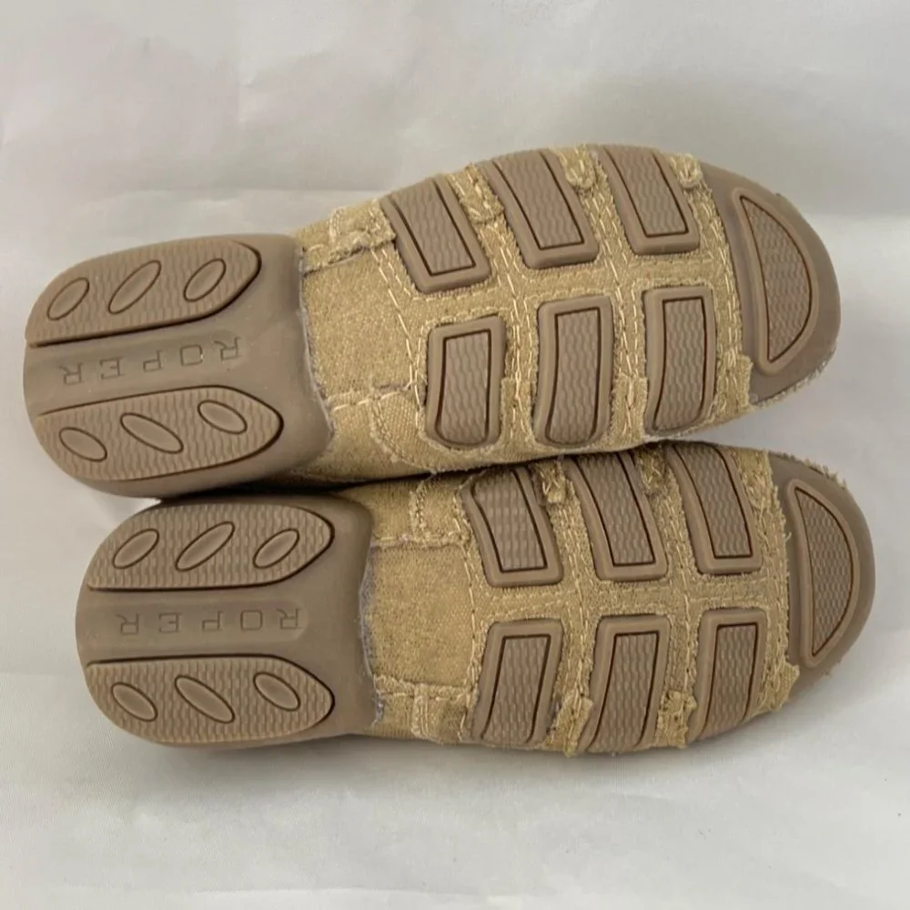 Romper Shoes Geometric women flats Driving Shoes Canvas Tan Comfort shoes Sz 7.5